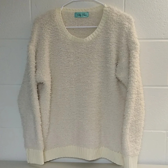 FILLY FLAIR LIGHT & FLUFFY CREW NECK CREAM SWEATER - Picture 6 of 6